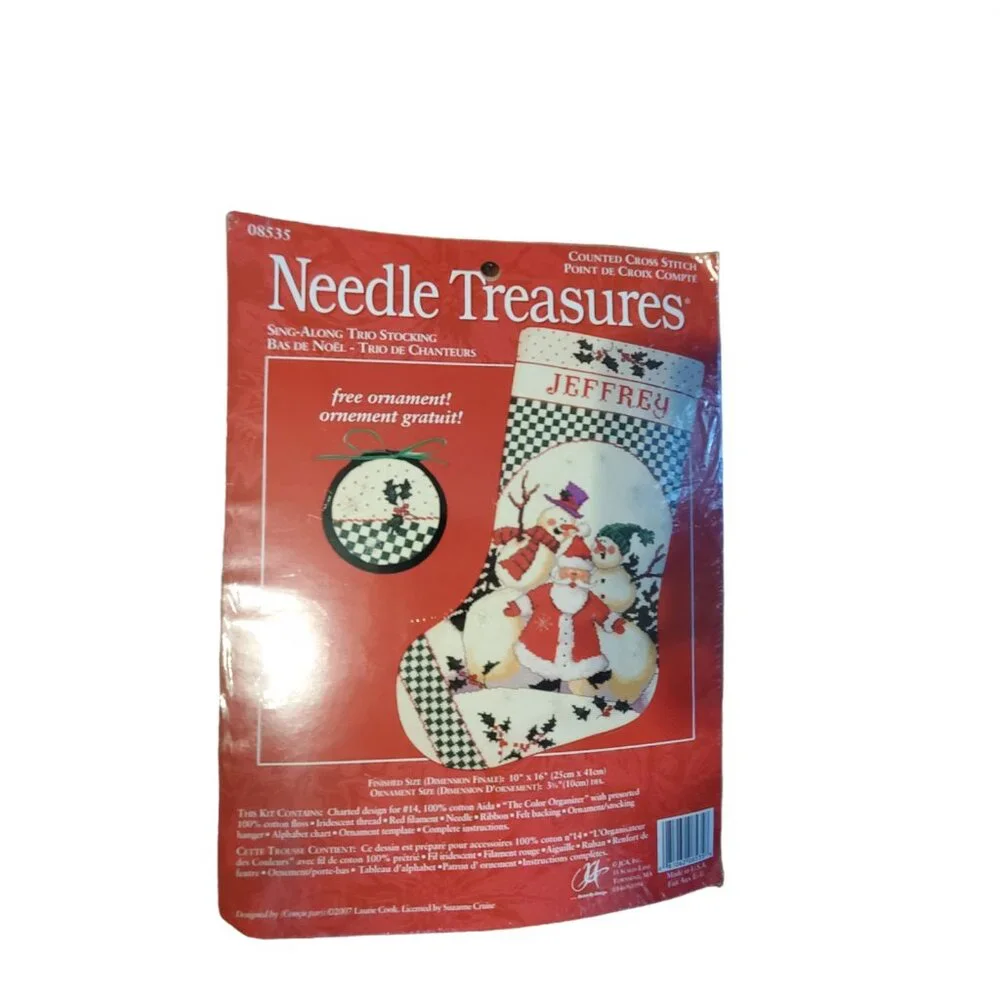 Needle Treasures new Christmas name Stocking kit Cross Stitch  08535